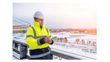 Worker outdoors in cold climate